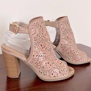 Hot Tomato Beige Cutout Heels